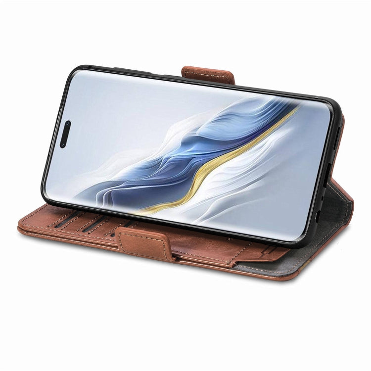 For Honor Magic6 Pro CaseNeo Splicing Dual Magnetic Buckle Leather Phone Case(Brown)