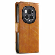 For Honor Magic6 Pro CaseNeo Splicing Dual Magnetic Buckle Leather Phone Case(Khaki)