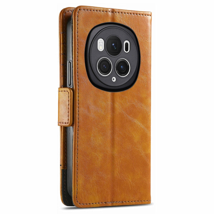 For Honor Magic6 Pro CaseNeo Splicing Dual Magnetic Buckle Leather Phone Case(Khaki)