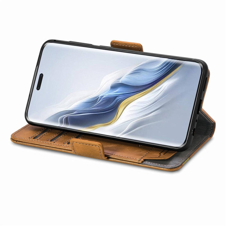 For Honor Magic6 Pro CaseNeo Splicing Dual Magnetic Buckle Leather Phone Case(Khaki)