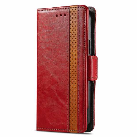 For Honor Magic6 Pro CaseNeo Splicing Dual Magnetic Buckle Leather Phone Case(Red)