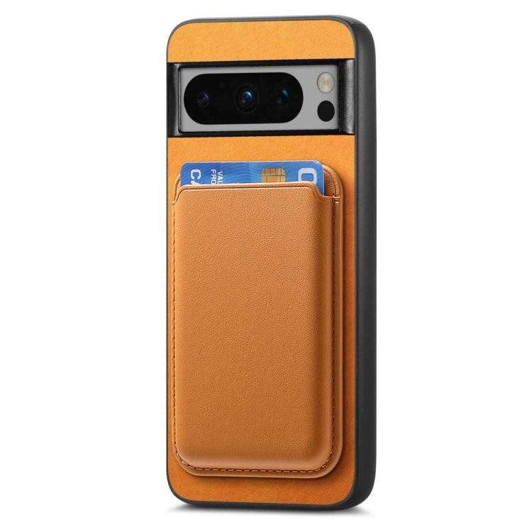 For Google Pixel 9 Retro Magsafe Card Bag PU Back Cover Phone Case(Yellow)