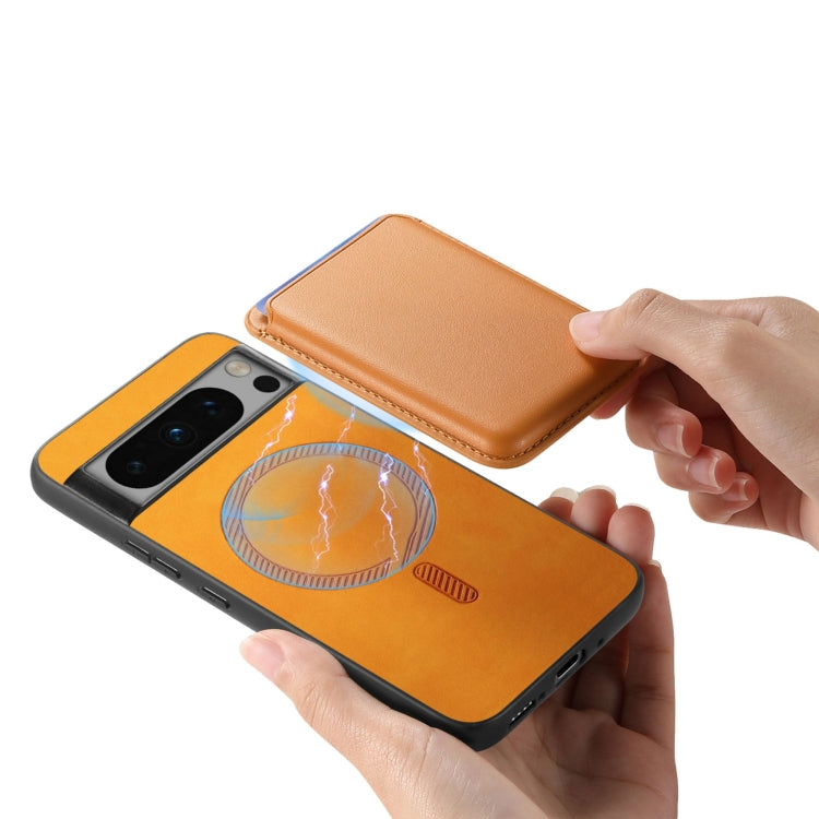 For Google Pixel 9 Retro Magsafe Card Bag PU Back Cover Phone Case(Yellow)