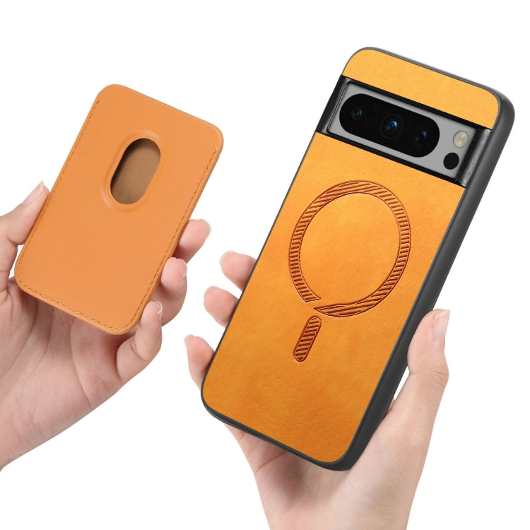 For Google Pixel 9 Retro Magsafe Card Bag PU Back Cover Phone Case(Yellow)