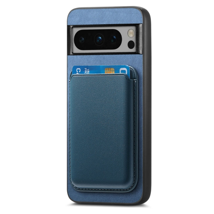 For Google Pixel 9 Retro Magsafe Card Bag PU Back Cover Phone Case(Blue)