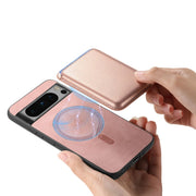 For Google Pixel 9 Retro Magsafe Card Bag PU Back Cover Phone Case(Pink)