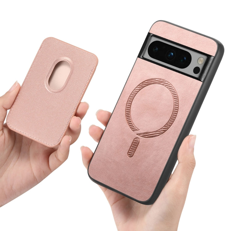 For Google Pixel 9 Retro Magsafe Card Bag PU Back Cover Phone Case(Pink)