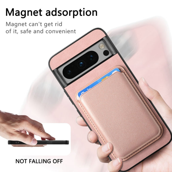 For Google Pixel 9 Retro Magsafe Card Bag PU Back Cover Phone Case(Pink)