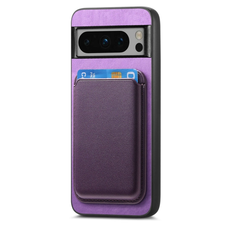 For Google Pixel 9 Retro Magsafe Card Bag PU Back Cover Phone Case(Purple)