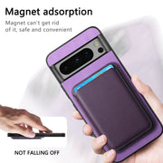For Google Pixel 9 Retro Magsafe Card Bag PU Back Cover Phone Case(Purple)