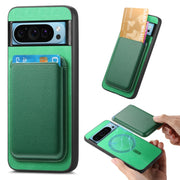 For Google Pixel 9 Retro Magsafe Card Bag PU Back Cover Phone Case(Green)