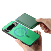 For Google Pixel 9 Retro Magsafe Card Bag PU Back Cover Phone Case(Green)