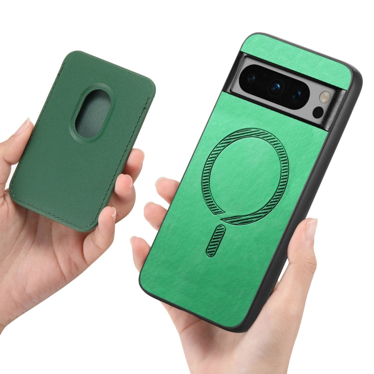 For Google Pixel 9 Retro Magsafe Card Bag PU Back Cover Phone Case(Green)