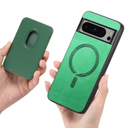 For Google Pixel 9 Retro Magsafe Card Bag PU Back Cover Phone Case(Green)