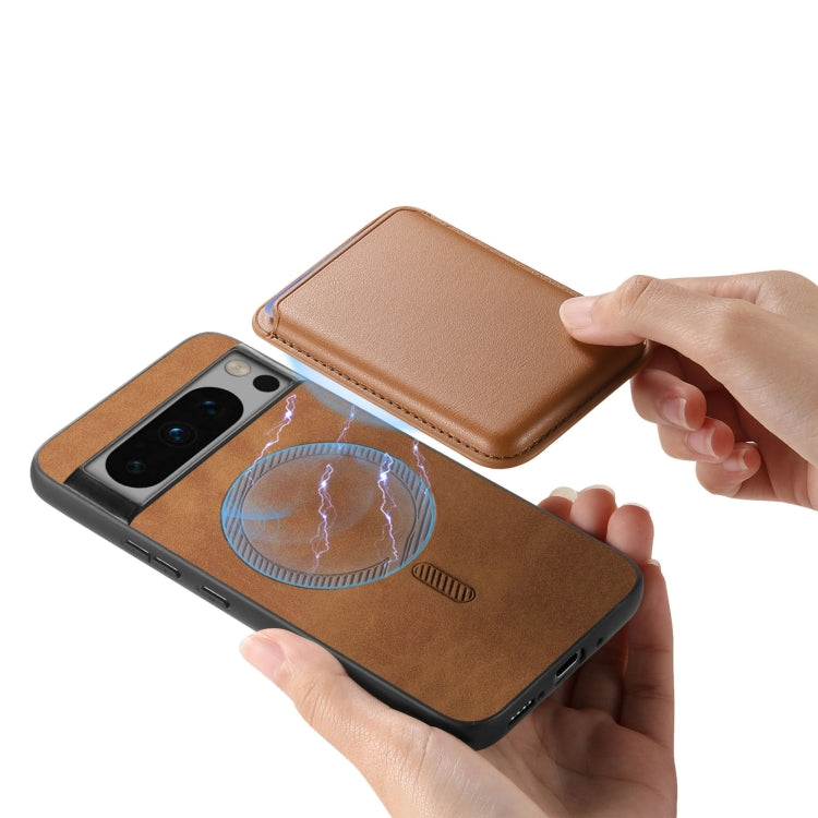 For Google Pixel 9 Retro Magsafe Card Bag PU Back Cover Phone Case(Brown)