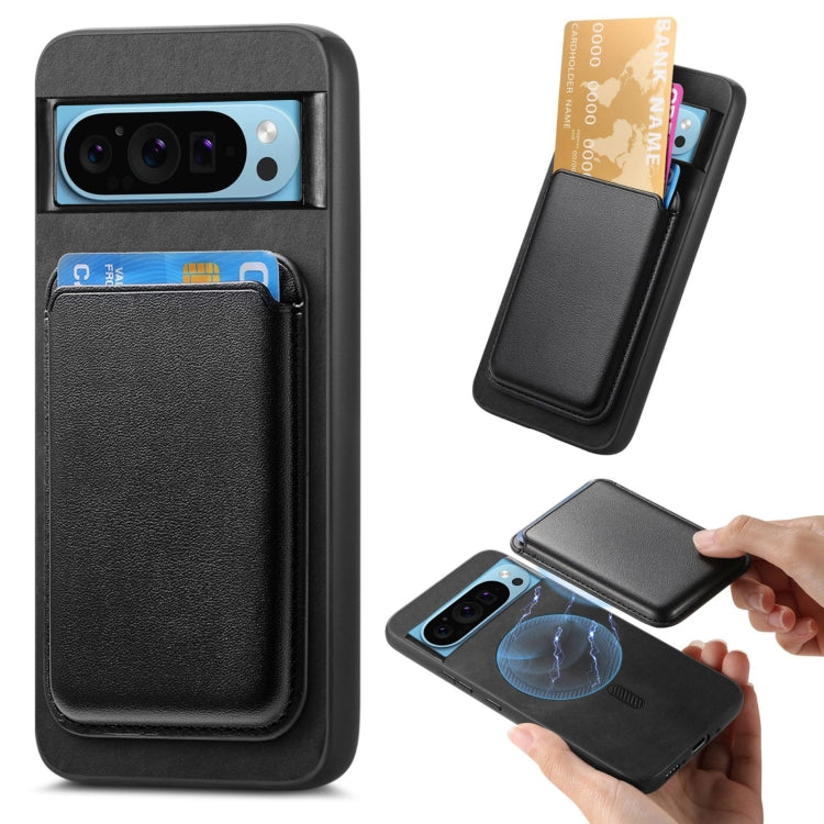 For Google Pixel 9 Retro Magsafe Card Bag PU Back Cover Phone Case(Black)