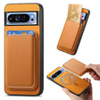 For Google Pixel 9 Pro Retro Magsafe Card Bag PU Back Cover Phone Case(Yellow) - Google Cases by PMC TechLife | Online Shopping South Africa | PMC TechLife | Buy Now Pay Later Mobicred