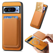 For Google Pixel 9 Pro Retro Magsafe Card Bag PU Back Cover Phone Case(Yellow)
