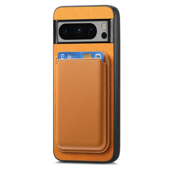 For Google Pixel 9 Pro Retro Magsafe Card Bag PU Back Cover Phone Case(Yellow)