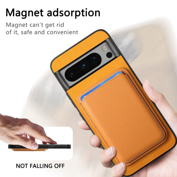 For Google Pixel 9 Pro Retro Magsafe Card Bag PU Back Cover Phone Case(Yellow)
