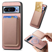 For Google Pixel 9 Pro Retro Magsafe Card Bag PU Back Cover Phone Case(Pink)