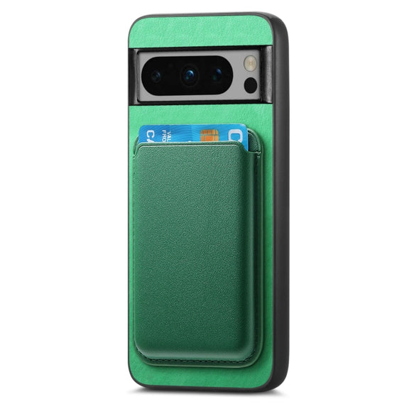 For Google Pixel 9 Pro Retro Magsafe Card Bag PU Back Cover Phone Case(Green)