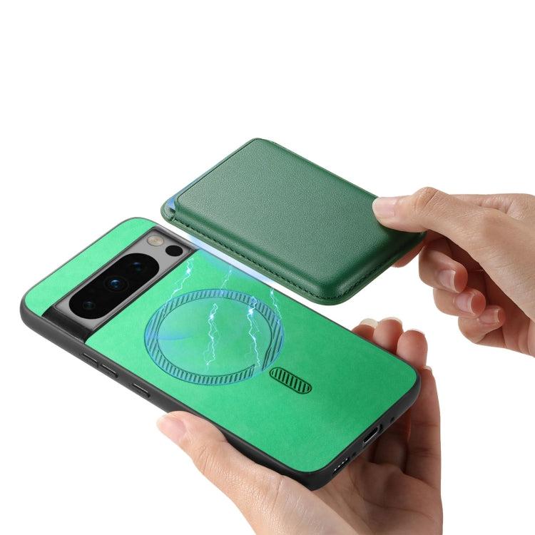For Google Pixel 9 Pro Retro Magsafe Card Bag PU Back Cover Phone Case(Green)