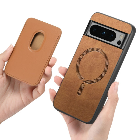 For Google Pixel 9 Pro Retro Magsafe Card Bag PU Back Cover Phone Case(Brown)