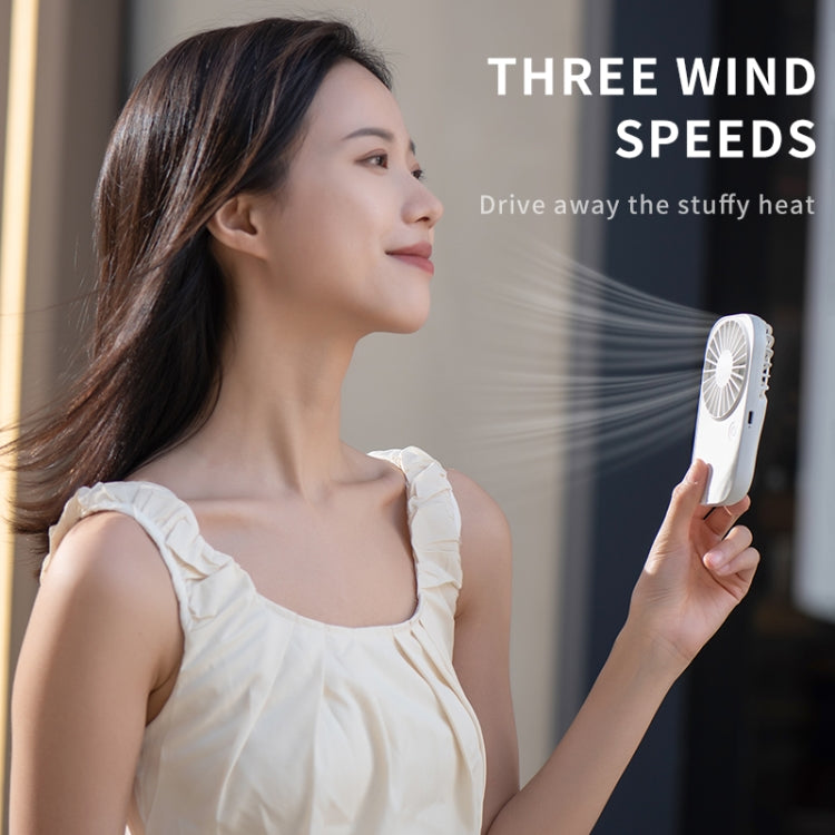 F11 Portable Rechargeable Hanging Neck Fan Cooling Handheld Fan 3 Speeds Desk Fan(White)