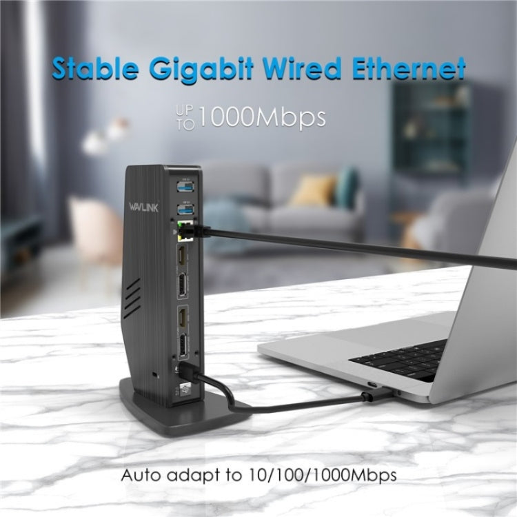 WAVLINK UG69PD5 USB-C HD 60Hz Monitor Adapter Dual 4K Display Docking Station, Plug:US Plug