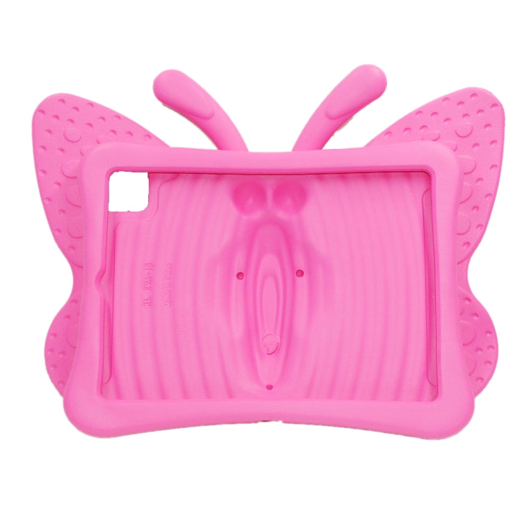 For iPad Air 11 2025 / 2024 Butterfly Bracket Kids EVA Shockproof Tablet Case(RoseRed)