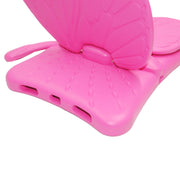 For iPad Pro 11 2024 Butterfly Bracket Kids EVA Shockproof Tablet Case(RoseRed)