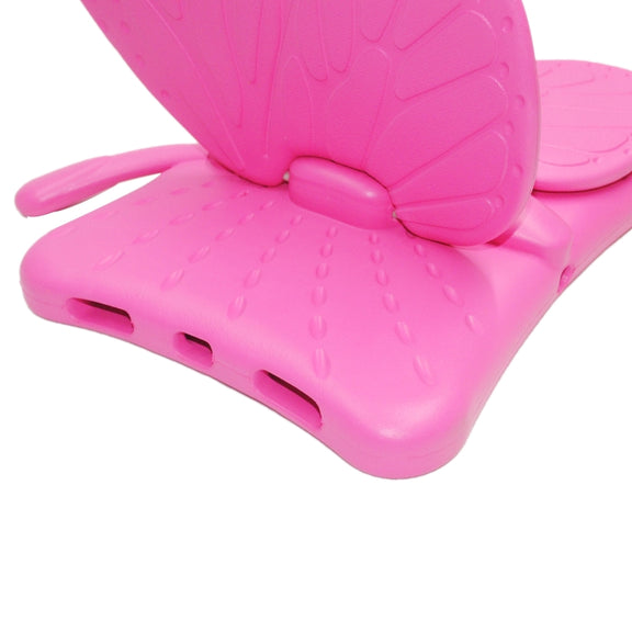For iPad Pro 11 2024 Butterfly Bracket Kids EVA Shockproof Tablet Case(RoseRed)