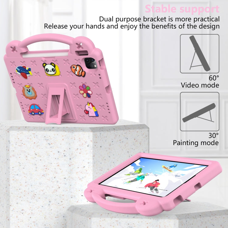 For iPad Air 11 2024 Handle Kickstand Children EVA Shockproof Tablet Case(Pink)