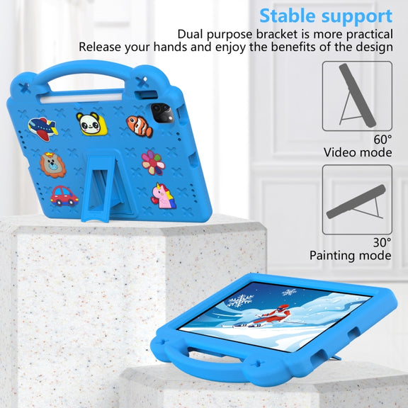 For iPad Air 11 2024 Handle Kickstand Children EVA Shockproof Tablet Case(Sky Blue)