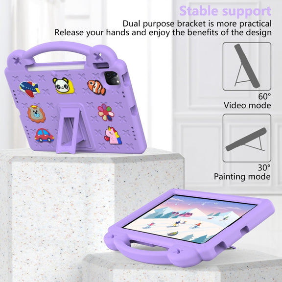 For iPad Air 11 2024 Handle Kickstand Children EVA Shockproof Tablet Case(Light Purple)