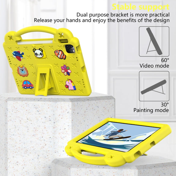 For iPad Air 11 2025 / 2024 Handle Kickstand Children EVA Shockproof Tablet Case(Yellow)