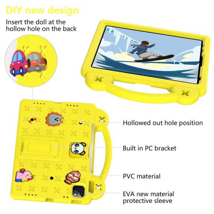 For iPad Air 11 2025 / 2024 Handle Kickstand Children EVA Shockproof Tablet Case(Yellow)