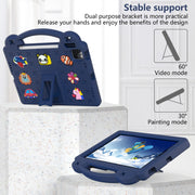 For iPad Air 11 2024 Handle Kickstand Children EVA Shockproof Tablet Case(Navy Blue)