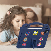 For iPad Air 11 2024 Handle Kickstand Children EVA Shockproof Tablet Case(Navy Blue)