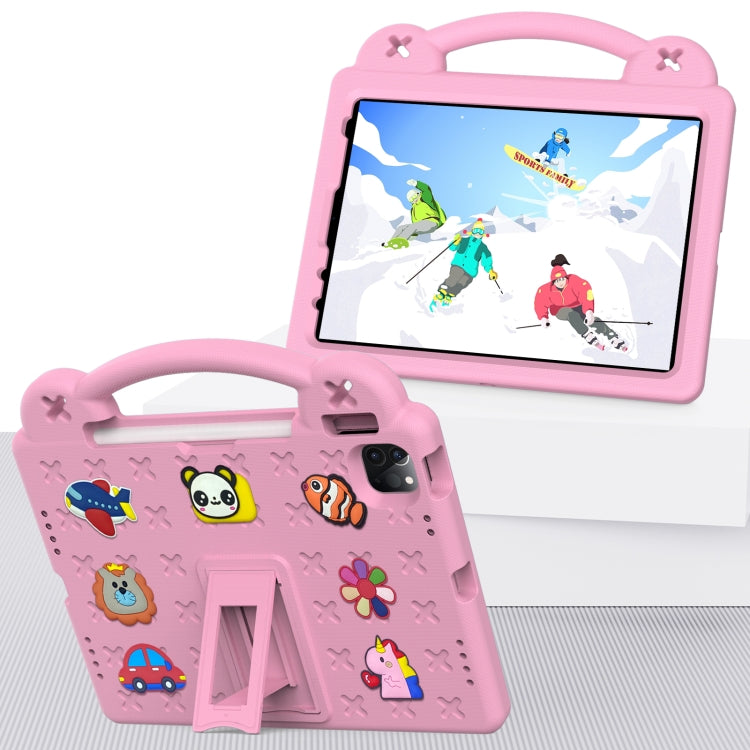 For  iPad Pro 11 2024 Handle Kickstand Children EVA Shockproof Tablet Case(Pink)