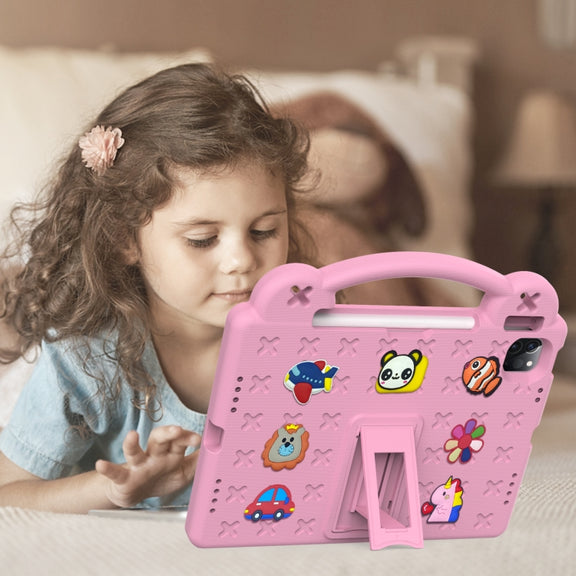 For  iPad Pro 11 2024 Handle Kickstand Children EVA Shockproof Tablet Case(Pink)