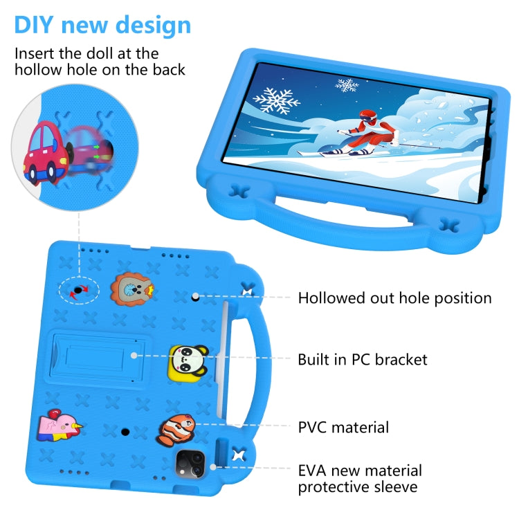 For  iPad Pro 11 2024 Handle Kickstand Children EVA Shockproof Tablet Case(Sky Blue)