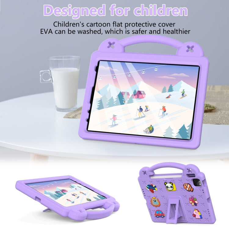 For  iPad Pro 11 2024 Handle Kickstand Children EVA Shockproof Tablet Case(Light Purple)