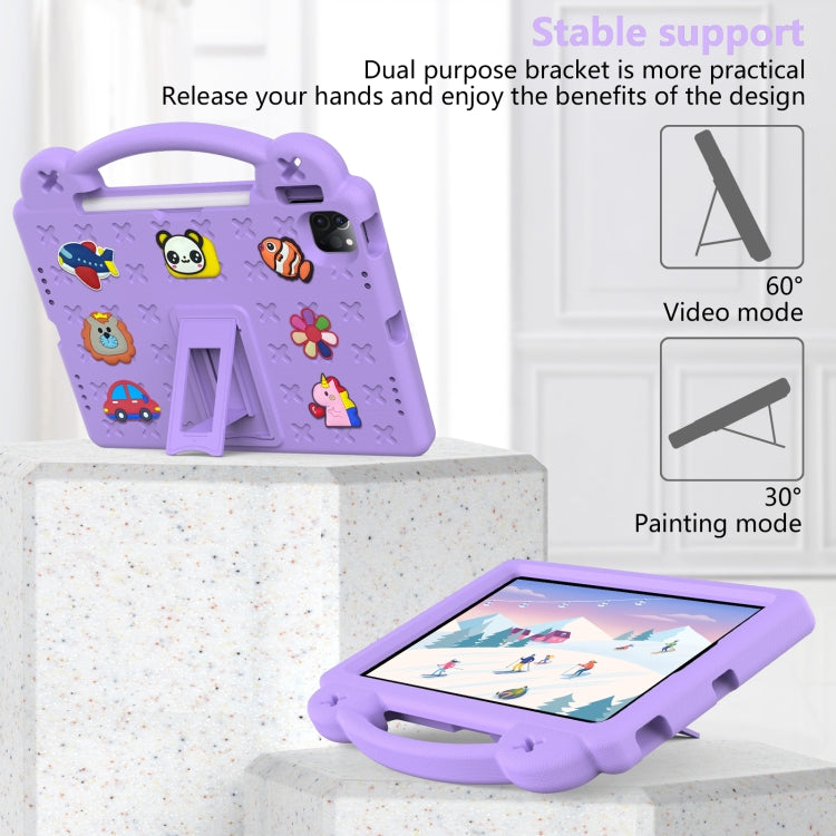 For  iPad Pro 11 2024 Handle Kickstand Children EVA Shockproof Tablet Case(Light Purple)