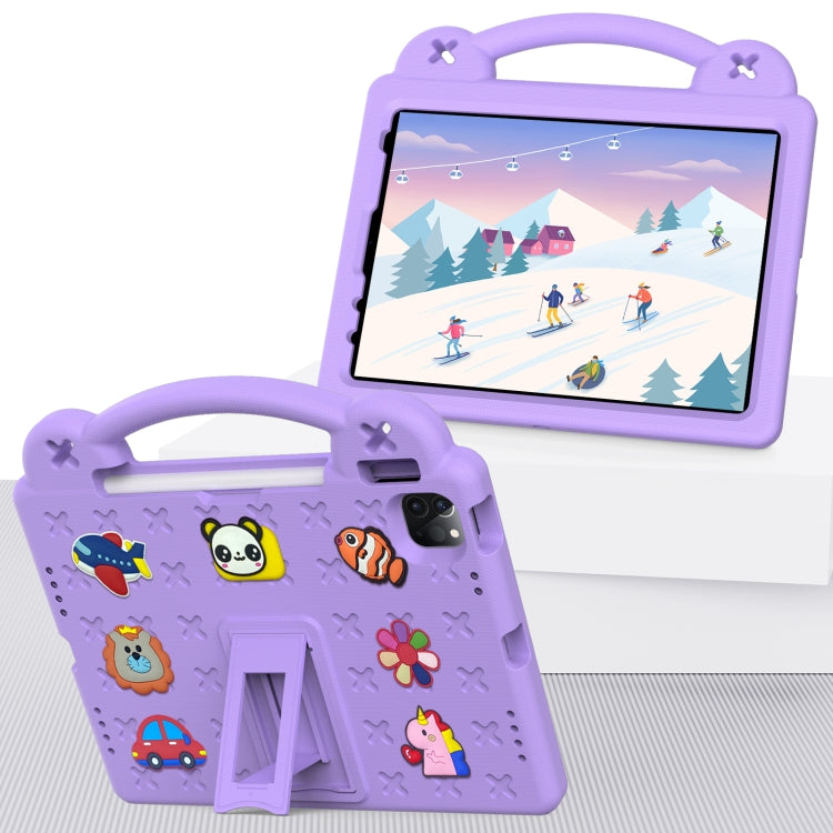 For  iPad Pro 11 2024 Handle Kickstand Children EVA Shockproof Tablet Case(Light Purple)
