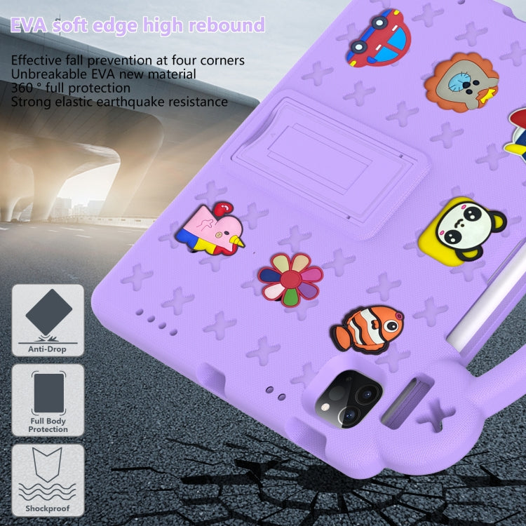 For  iPad Pro 11 2024 Handle Kickstand Children EVA Shockproof Tablet Case(Light Purple)