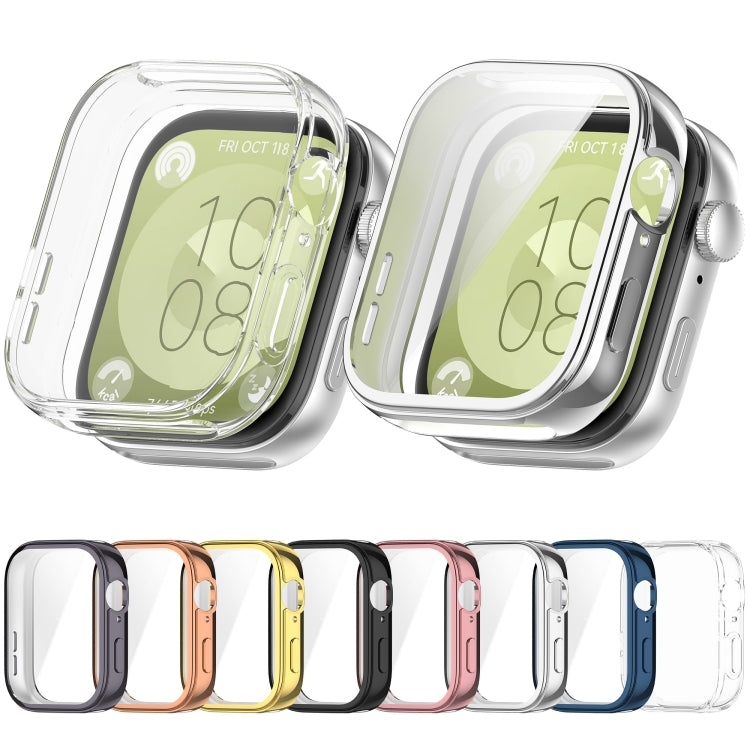 For Huawei Watch Fit 3 Full Coverage TPU Electroplated Watch Protective Case(Pink)