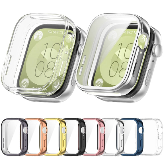 For Huawei Watch Fit 3 Full Coverage TPU Electroplated Watch Protective Case(Pink)