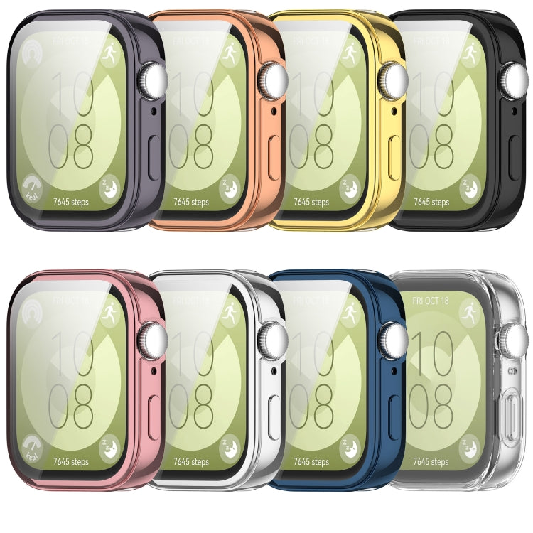 For Huawei Watch Fit 3 Full Coverage TPU Electroplated Watch Protective Case(Pink)
